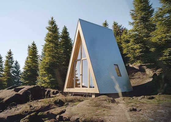 Prefab A Frame House Light Steel Hotel Unit Tiny Building Wooden Cabins For Holiday