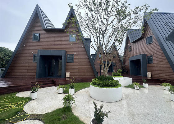 Prefab A Frame House With Light Steel Frame Manufactured Homes Kit For Camping