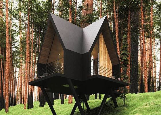 Modular Home cabin Prefab Garden Studio With Light Steel Frame And Expansive Deck Area