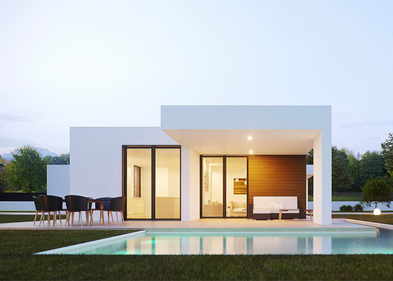 Des maisons modulaires préfabriquées de luxe avec un cadre en acier léger.