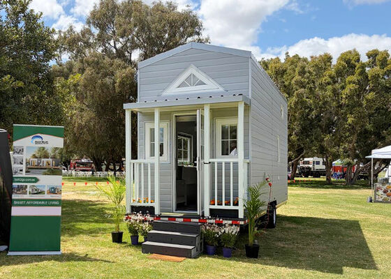 As/US Steel Frame Prefab Tiny House With Trailer On Wheels For Travel