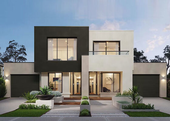 Kit de villa préfabriquée en structure légère en acier moderne et personnalisée pour 3 chambres