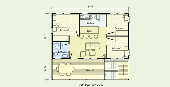 Structure en acier léger de préfabriqué Bungalows de plage Look en bois maison en bois